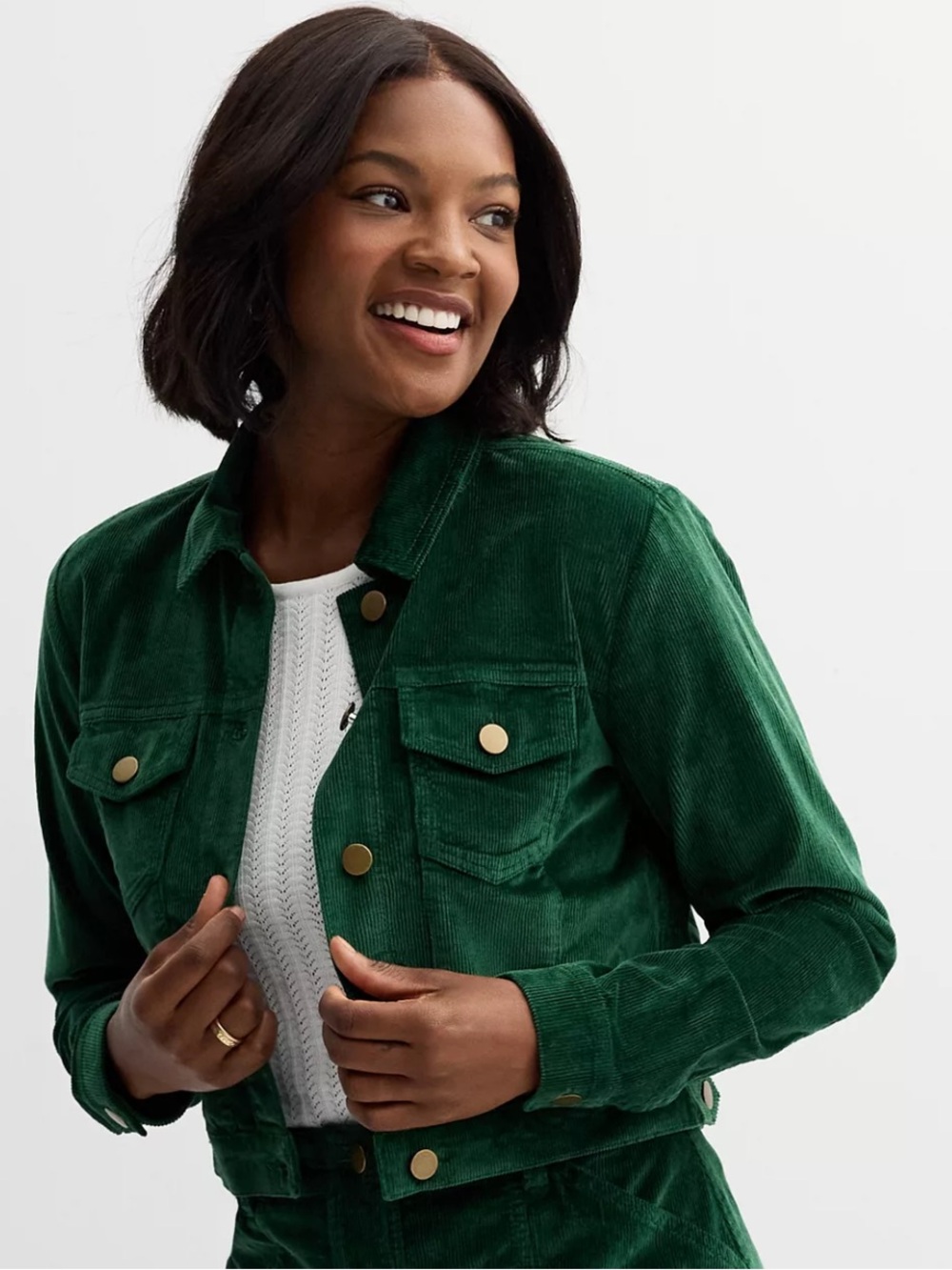 Draper James Cropped Corduroy Green Jacket Size XXL